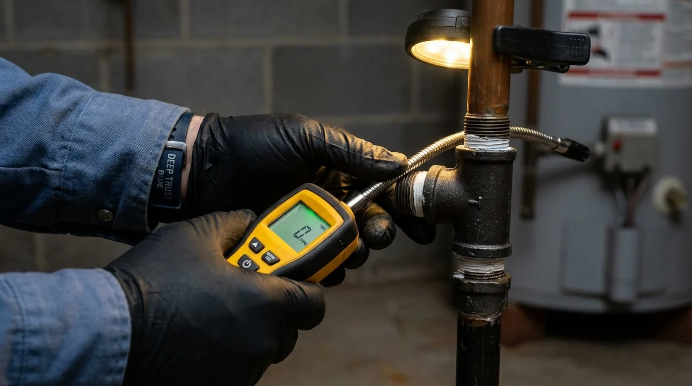 Gas leak detection with electronic sniffer by Johns Plumbing LLC in Cape Neddick