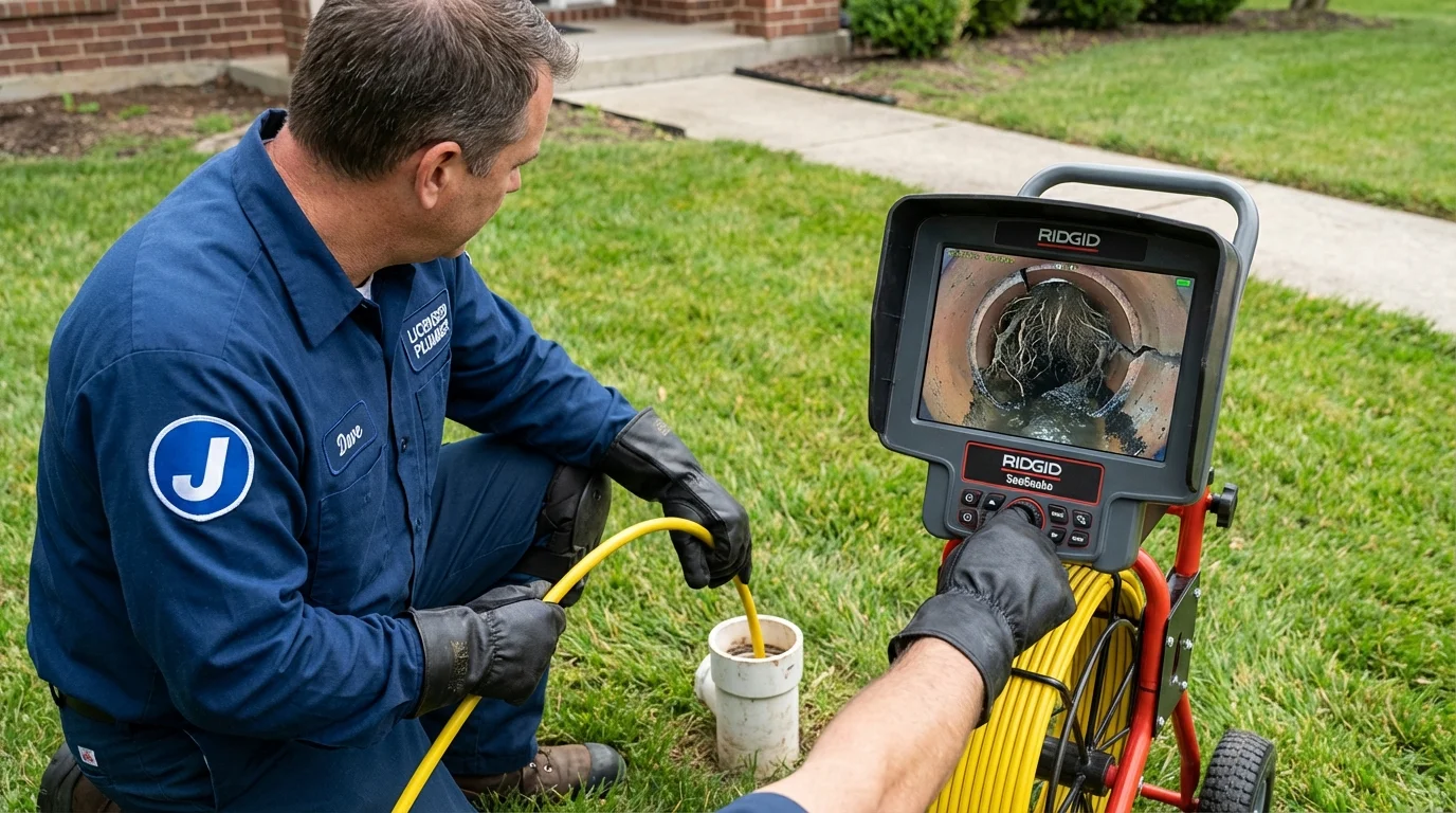 Sewer camera inspection being performed by Johns Plumbing LLC in Cape Neddick